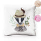 Personalised Glitter Cushion with Badger Feather Hat and Cute Text