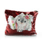 Personalisierte Pailletten-Reißverschlusstasche mit grauem Hasenblumenkranz und süßem Text