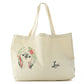Personalised Canvas Tote Bag with Grey Rabbit Flower Wreath and Cute Text