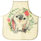 Personalised Canvas Apron with Rabbit Flower Wreath and Name Design