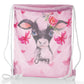 Personalised Glitter Drawstring Backpack with Cow Pink Bows and Cute Text