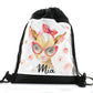 Personalised Goat Pink Glitter Glasses and Name Black Drawstring Backpack