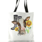Personalised White Tote Bag with Brown Cow Yellow Sunflowers and Cute Text