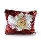 Personalisierte Pailletten-Reißverschlusstasche mit mehrfarbigem Palomino-Pferd-Blumendruck und süßem Text