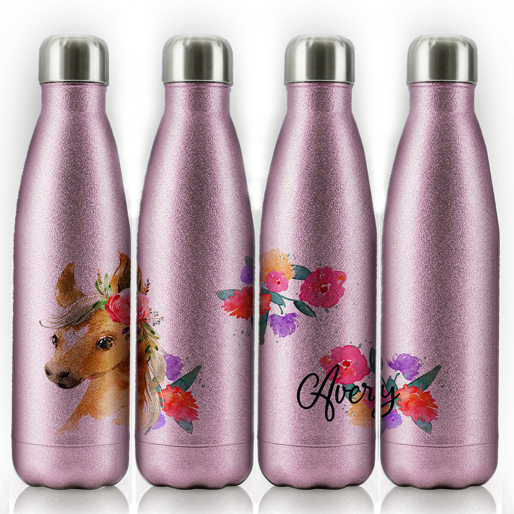 Personalised Horse Flowers and Name Cola Bottle