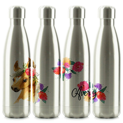 Personalised Horse Flowers and Name Cola Bottle