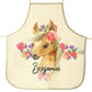 Personalised Canvas Apron with Horse Flowers and Name Design