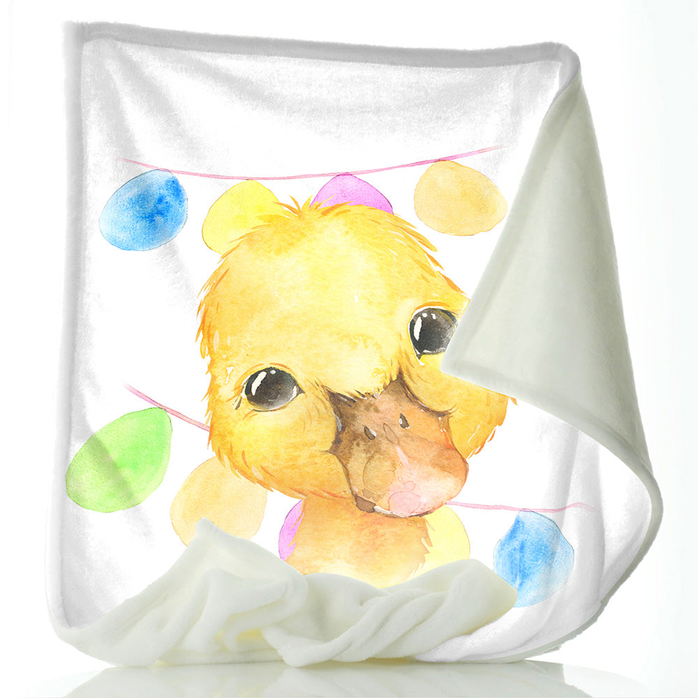 Personalised Yellow Duck Buntin and Name Baby Blanket
