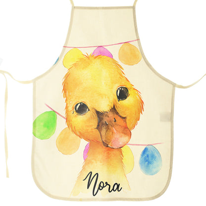 Personalised Canvas Apron with Yellow Duck Buntin and Name Design