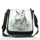 Personalised Shoulder Bag with Grey Donkey Pink and White Flowers and Cute Text
