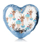 Personalised Sequin Heart Cushion with Giraffe Blue Ice creams and Cute Text