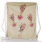 Personalisierter Glitzer-Rucksack mit Kordelzug, Giraffen-Rosa-Schleife, mehrfarbigen Blumen und niedlichem Text