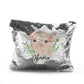 Personalised Sequin Zip Bag with Pink Pig Flowers and Cute Text
