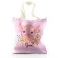 Personalisierte Glitzer-Einkaufstasche mit rosa Schweineblumen und niedlichem Text