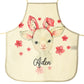 Personalised Canvas Apron with Lamb Pink Bunny Ears and Name Design