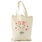 Personalised Canvas Tote Bag with White Lamb Pink Bunny Ears and Flowers and Cute Text