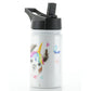 Personalised Alpaca Unicorn and Name White Sports Flask