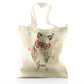 Personalisierte Glitzer-Einkaufstasche mit grauem Kaninchen mit Katzenohren und rosa Herzbrille und süßem Text