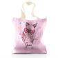 Personalisierte Glitzer-Einkaufstasche mit grauem Kaninchen mit Katzenohren und rosa Herzbrille und süßem Text