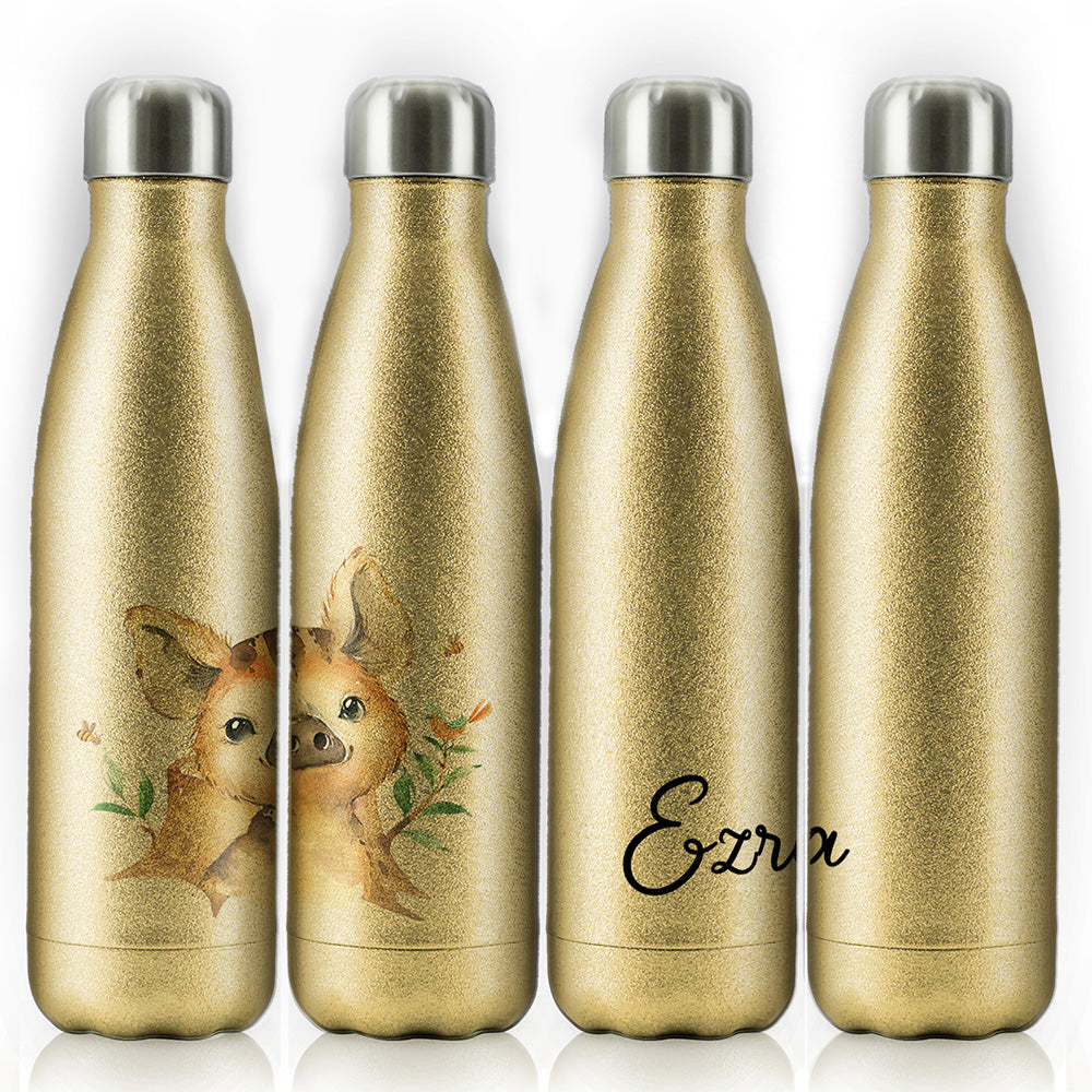 Personalised Piglet Bird and Bees and Name Cola Bottle