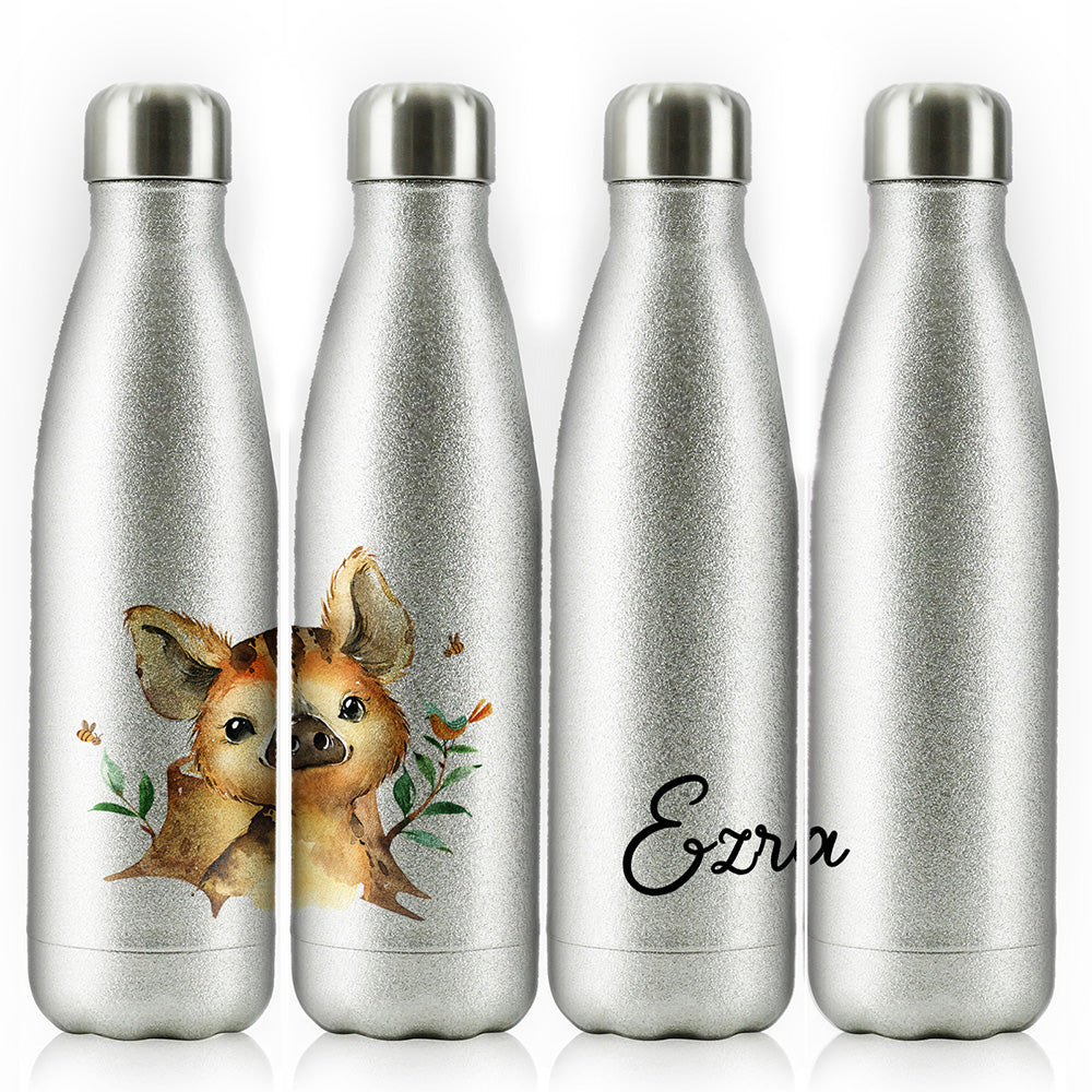 Personalised Piglet Bird and Bees and Name Cola Bottle