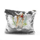 Personalisierte Pailletten-Reißverschlusstasche mit weißer Ziege mit rotem Blumenhaar und süßem Text