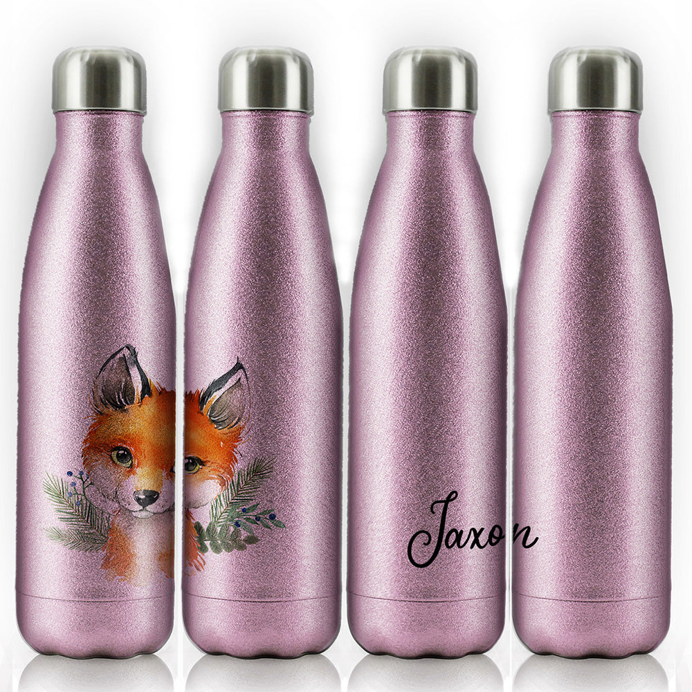 Personalised Red Fox Blue Berries and Name Cola Bottle