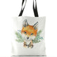 Personalised White Tote Bag with Red Fox Blue Berries and Cute Text