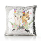 Personalised Sequin Cushion with Alpacas Multicolour Baubles and Cute Text