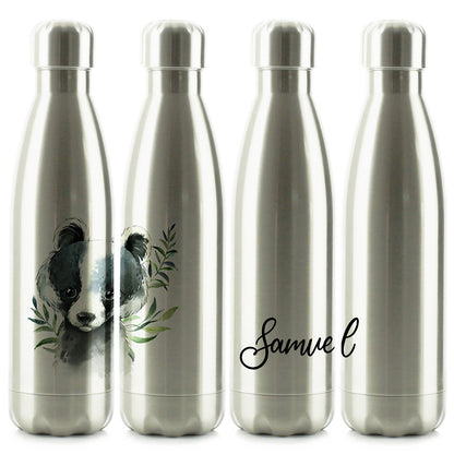 Personalised Badger Leaves and Name Cola Bottle