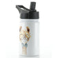 Personalised Alpaca Bow Tie and Name White Sports Flask