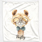 Personalised Alpaca Bow Tie and Name Baby Blanket