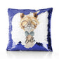 Personalised Sequin Cushion with Alpaca Bow Tie and Glasses and Cute Text