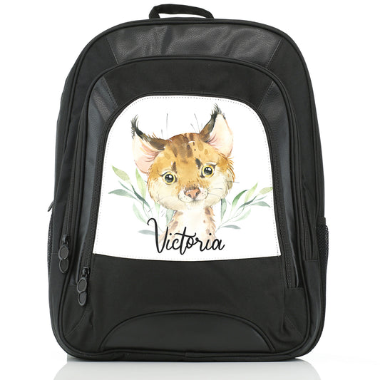 Personalised Large Multifunction Backpack with Spot Cat and Leaves and Cute Text