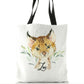 Personalised White Tote Bag with Spot Cat and Leaves and Cute Text