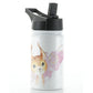 Personalised Red squirrel Heart and Name White Sports Flask