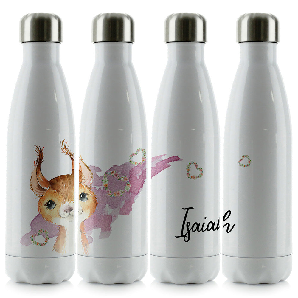 Personalised Red squirrel Hearts and Name Cola Bottle
