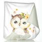 Personalised Owl Yellow Flowers and Name Baby Blanket