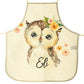 Personalised Canvas Apron with Owl Yellow Flowers and Name Design