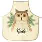 Personalised Canvas Apron with Brown Owl Pine Tree and Name Design