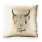 Personalised Glitter Cushion with Cow Skull Feathers and Cute Text