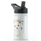 Personalised Polar Bear Butterfly and Name White Sports Flask