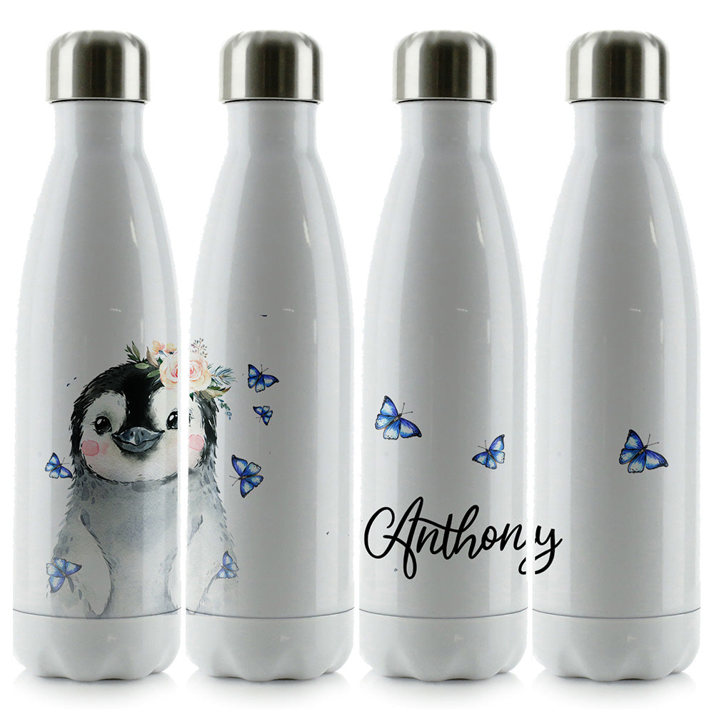 Personalised Penguin Butterfly and Name Cola Bottle