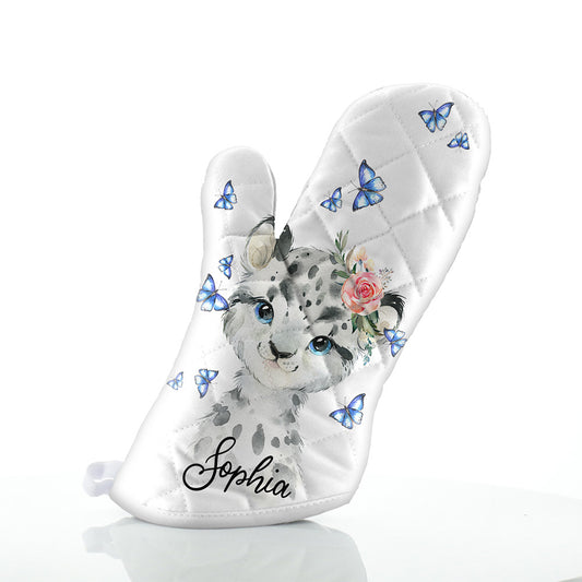 Personalised Leopard Butterflies and Name Oven Glove