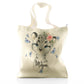 Personalisierte Glitzer-Einkaufstasche mit schneeleopardenblauen Schmetterlingen und niedlichem Text