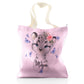 Personalised Glitter Tote Bag with Snow Leopard Blue Butterflies and Cute Text