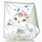 Personalised Owl Blue Butterfly and Name Baby Blanket