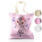 Personalised Glitter Tote Bag with Snow Owl Blue Butterfly and Cute Text