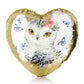 Personalised Sequin Heart Cushion with Snow Owl Blue Butterfly and Cute Text