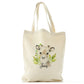 Personalised Canvas Tote Bag with Christmas Reindeer Deer Green Leaves and Cute Text